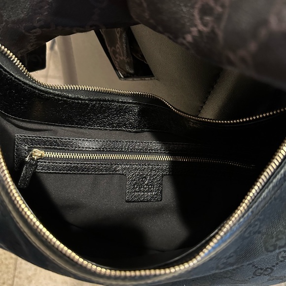 Gucci Bamboo Ring Half Moon Medium Black Canvas - Picture 6 of 13